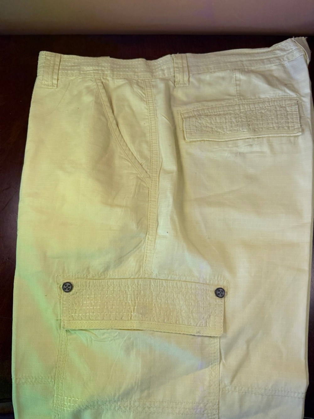 INC International Concepts Pale Yellow‎ Cargo Shorts with Buttoned Flap Pockets